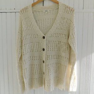 Bohemian Cream Tortoise Button Open Knit Cardigan